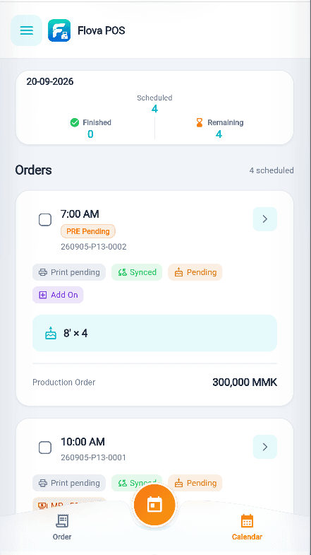FLOVA Kitchen — Production Calendar
