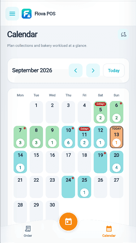 FLOVA POS — Calendar